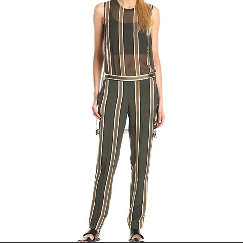 Theory Termin Green Latter Stripe Tank Top Tunic